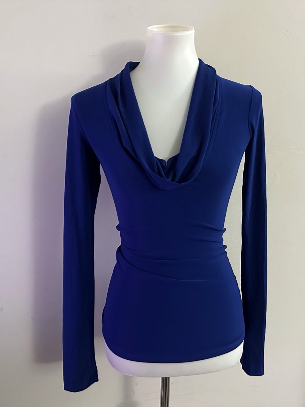 Norma Kamali Cowl-Neck Long Sleeve Top XS Office Siren Chic Minimalist Indie